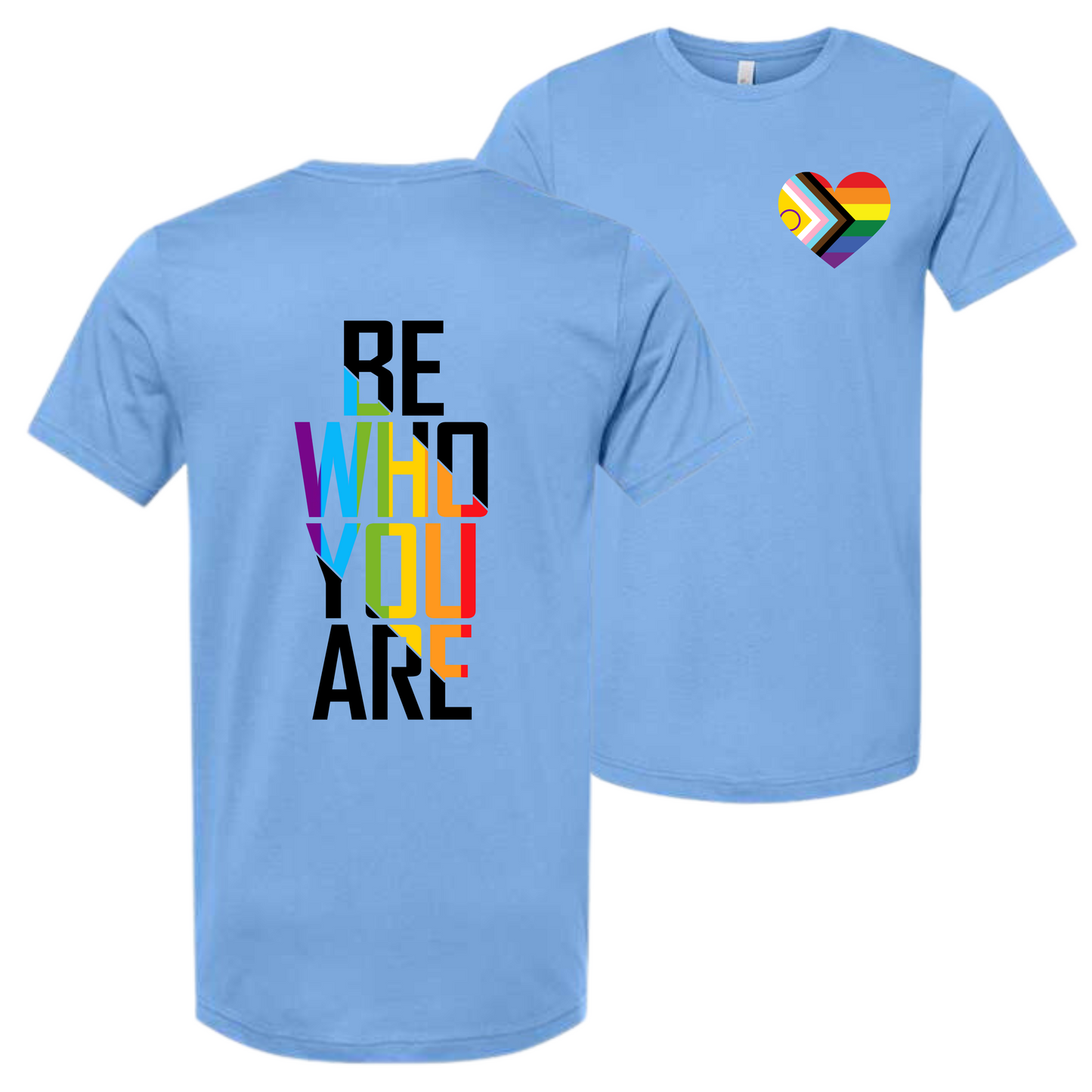 Unisex LGBTQ+ statement t shirt with rainbow heart pocket print