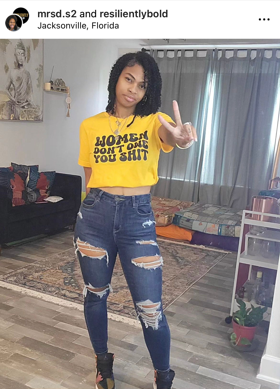 @mrsd.s2 Wearing Resiliently Bold's Women Don't Owe You Golden Yellow T-Shirt