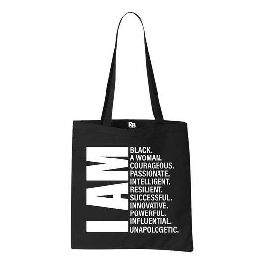 Resiliently Bold I Am Black. I am Woman Affirmation Black Madison Basic Tote
