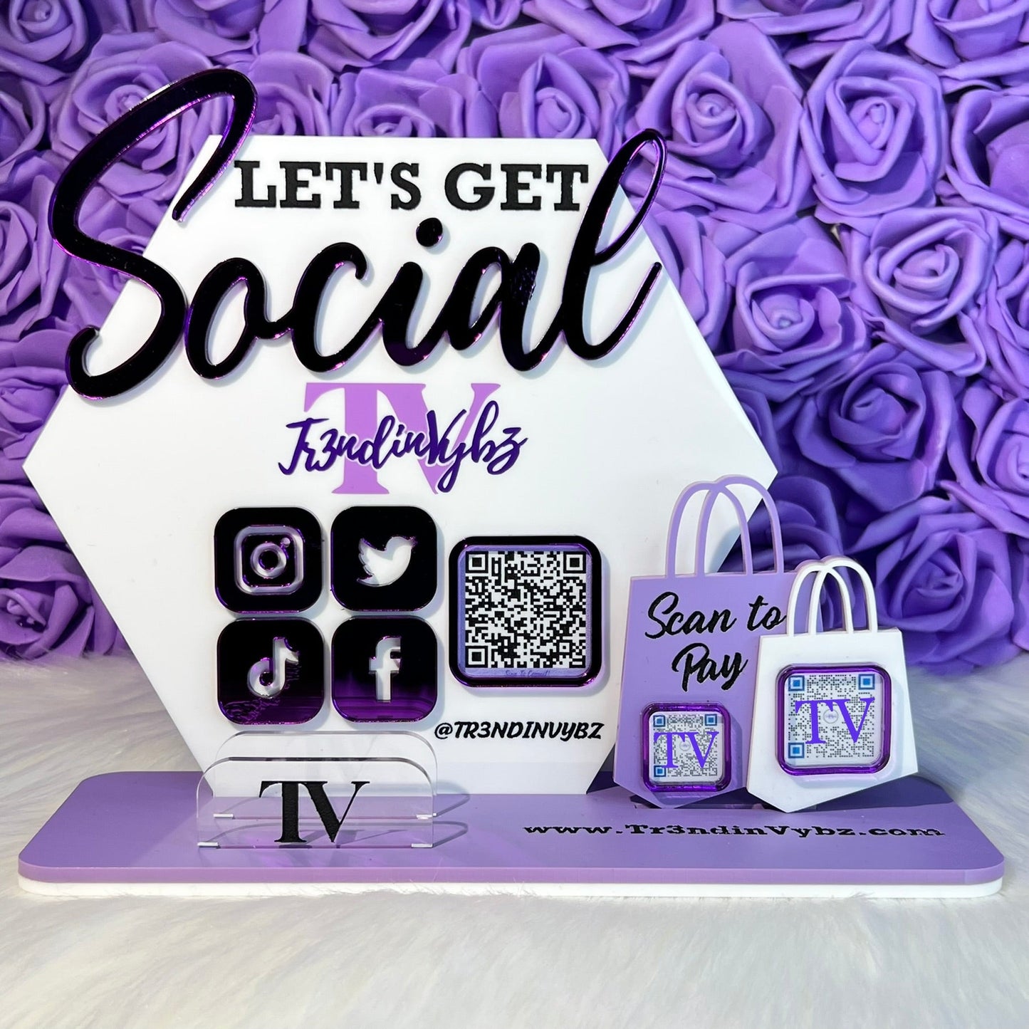 Social Media QR Code Plaque & Business Card Holder