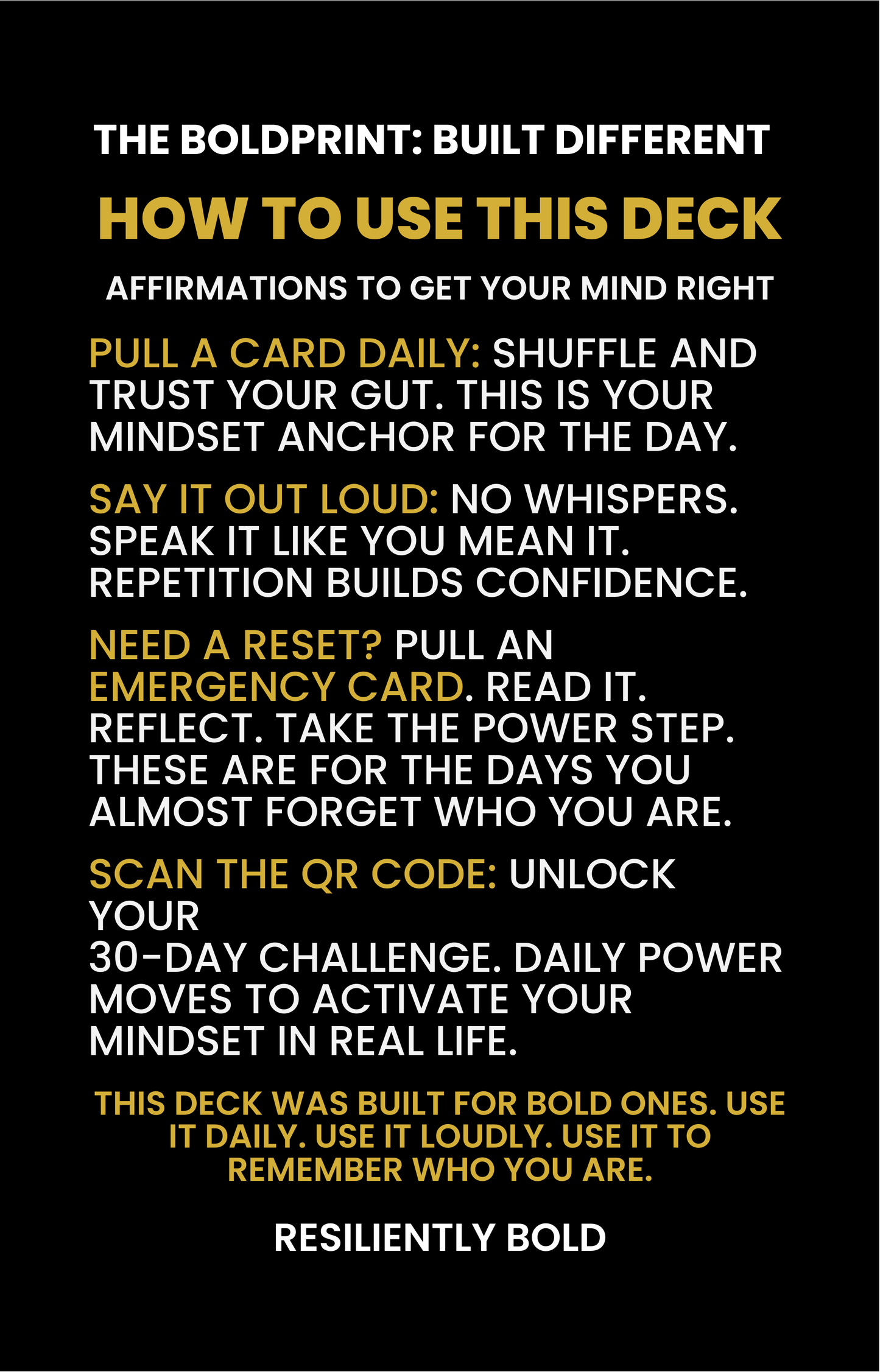 The BOLDPRINT: BUILT DIFFERENT Affirmation Card Deck