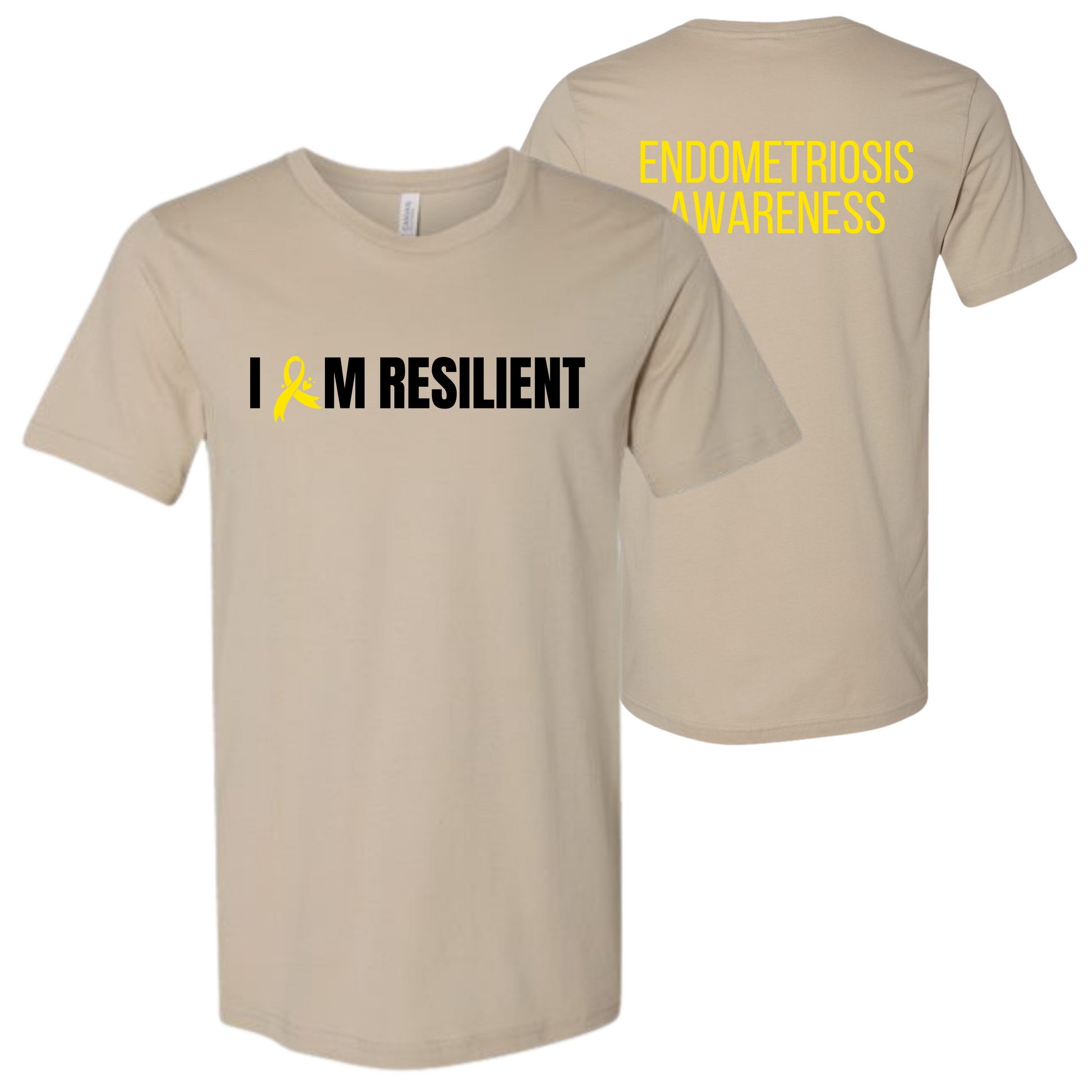 resilient t-shirt, I Am Resilient apparel, Endo strong, support endometriosis, awareness graphic tee, yellow ribbon shirt, Endo merch, chronic pain warrior, advocate for endometriosis