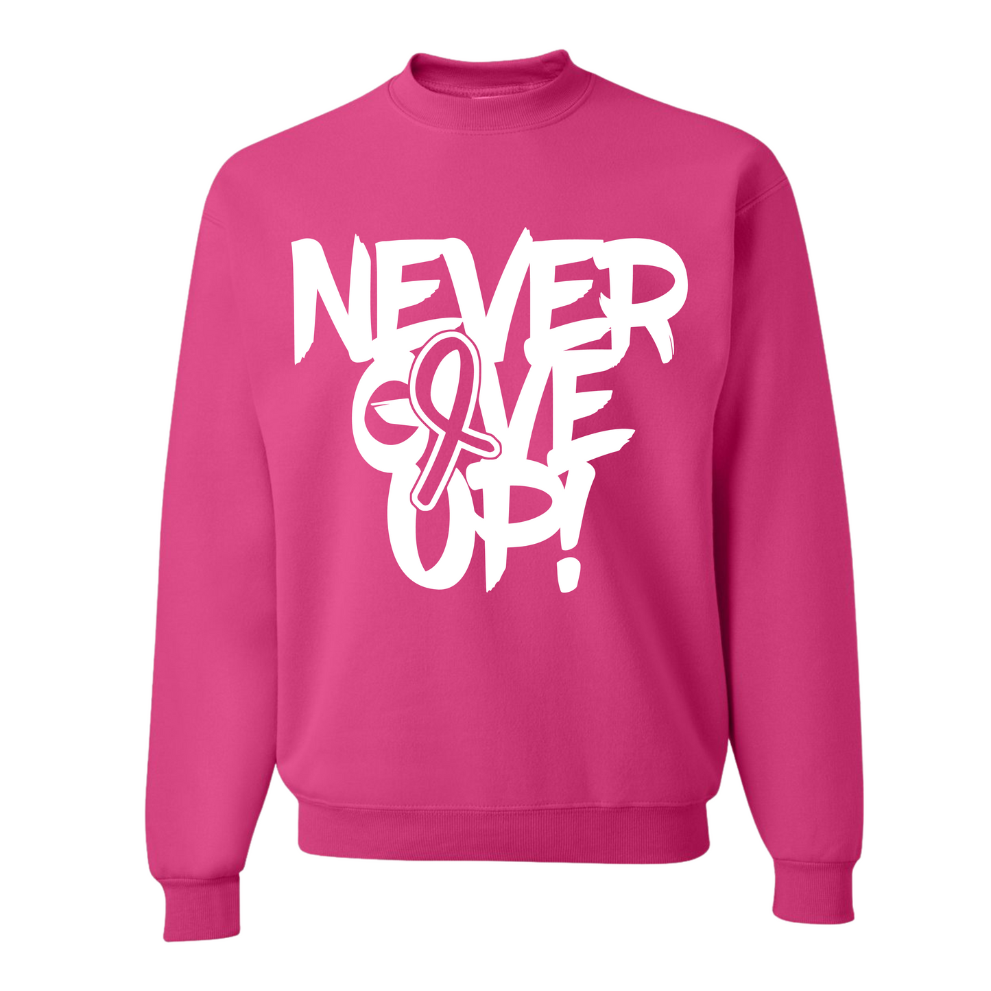 Resiliently Bold Never Give Up Breast Cancer Awareness Ribbon Cyber Pink Hooded Sweatshirt Front