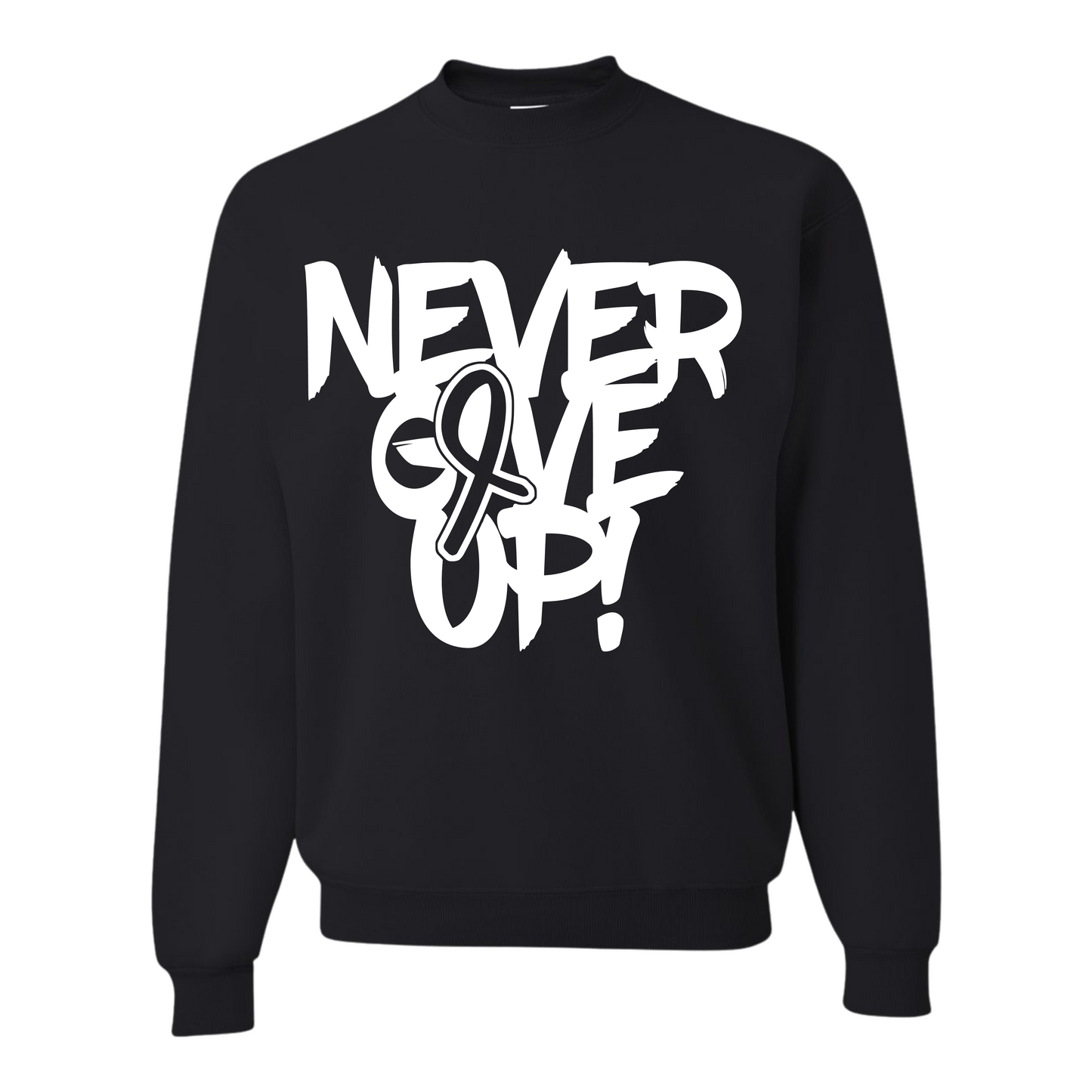 Resiliently Bold Never Give Up Awareness Ribbon Black Crewneck Sweatshirt
