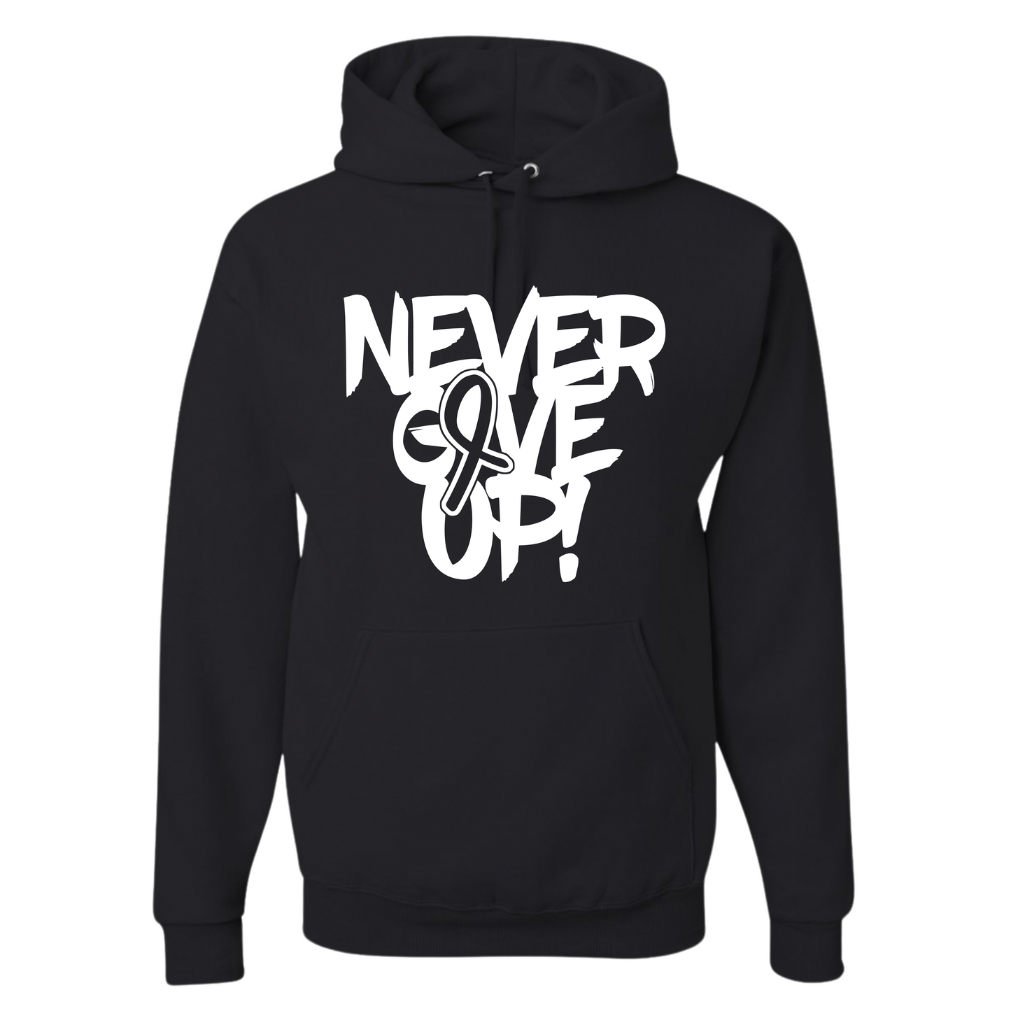 Resiliently Bold Never Give Up Awareness Ribbon Black Hooded Sweatshirt