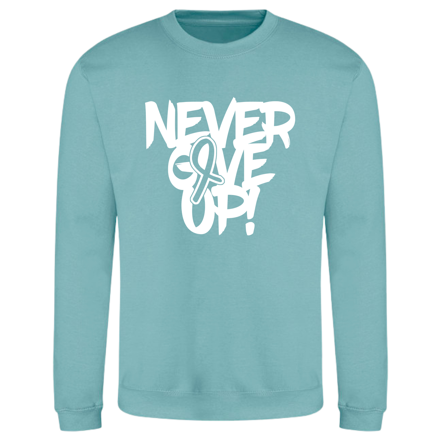 Resiliently Bold Never Give Up Awareness Ribbon Sage Crewneck Sweatshirt