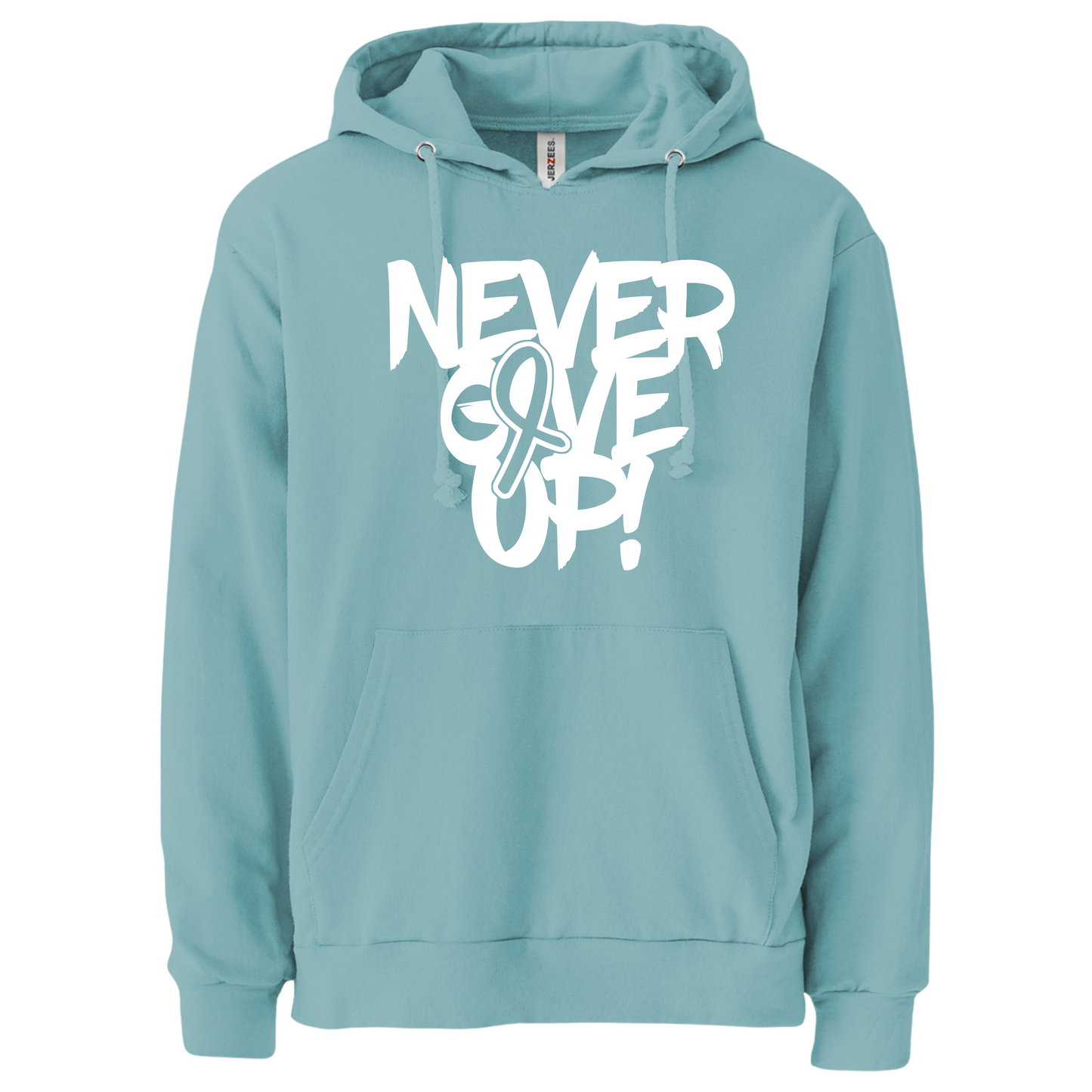 Resiliently Bold Never Give Up Awareness Ribbon Sage Hooded Sweatshirt