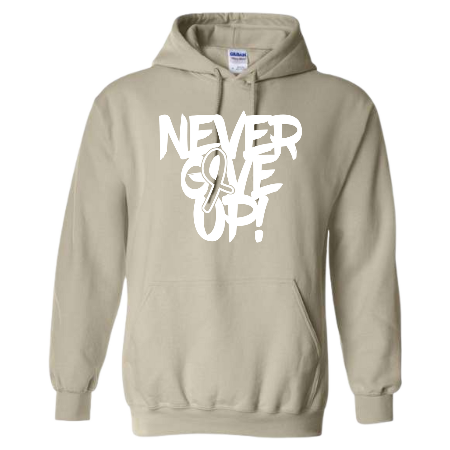 Resiliently Bold Never Give Up Awareness Ribbon Sandstone Hooded Sweatshirt